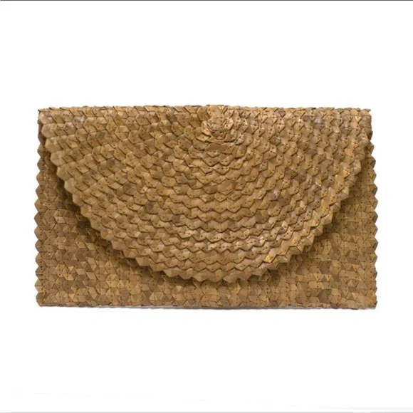 Bali Harvest Straw Clutch Purse - Brown - Picture 1 of 4